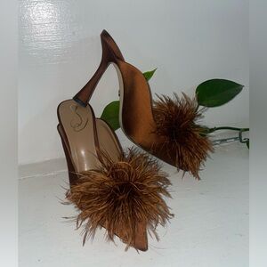 Sam Edelman Cocoa Bronze Feather Puff Heel